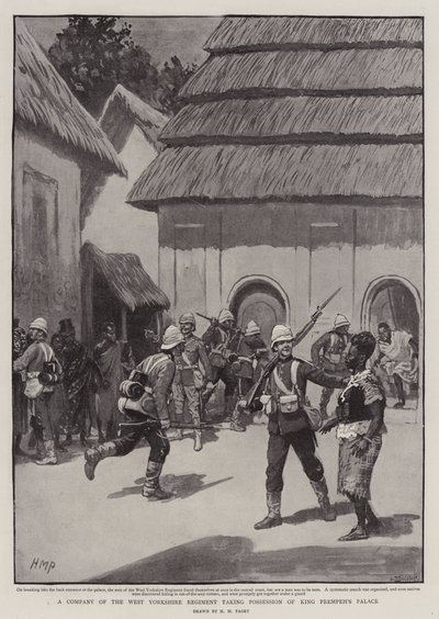 Una compañía del Regimiento de West Yorkshire tomando posesión del Palacio del Rey Prempeh de Henry Marriott Paget